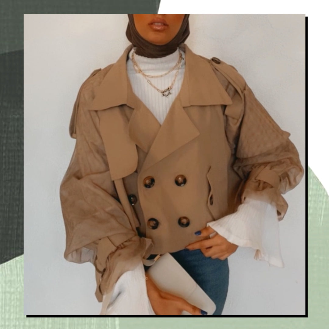 beige short coat with toor winter