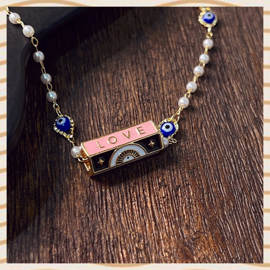 Pink E Necklace